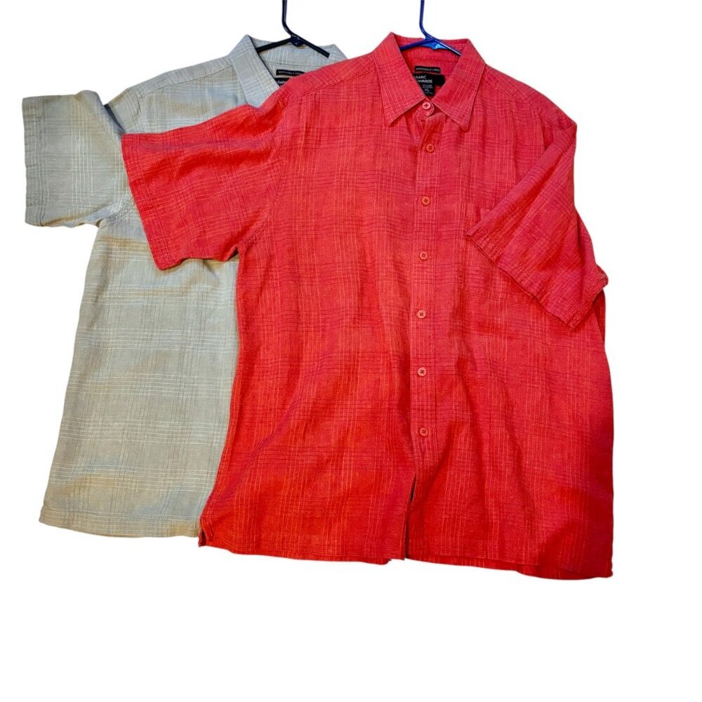 Marc Edwards Lot Of 2  Washable Linen Shirts Mens XL in Orange & Green